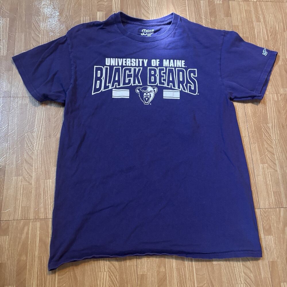Men’s University Of Maine Black Bears Purple T-shirt Size Medium Cotton